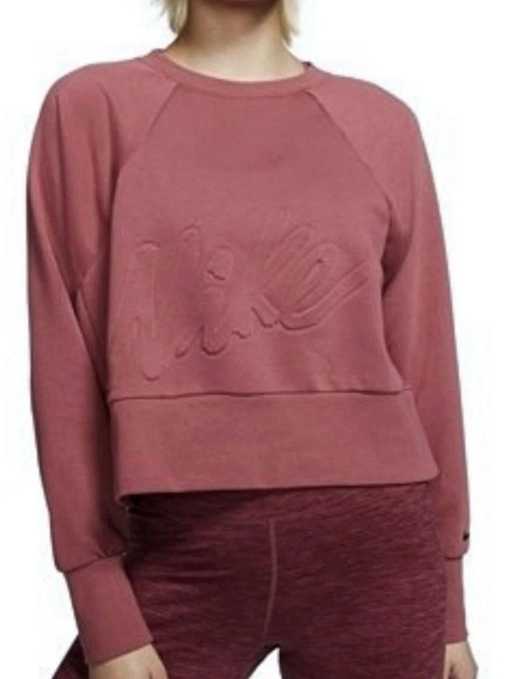 Nike Get Fit Lux Fleece Cropped Crewneck Sweatshirt Cedar Red Size Large